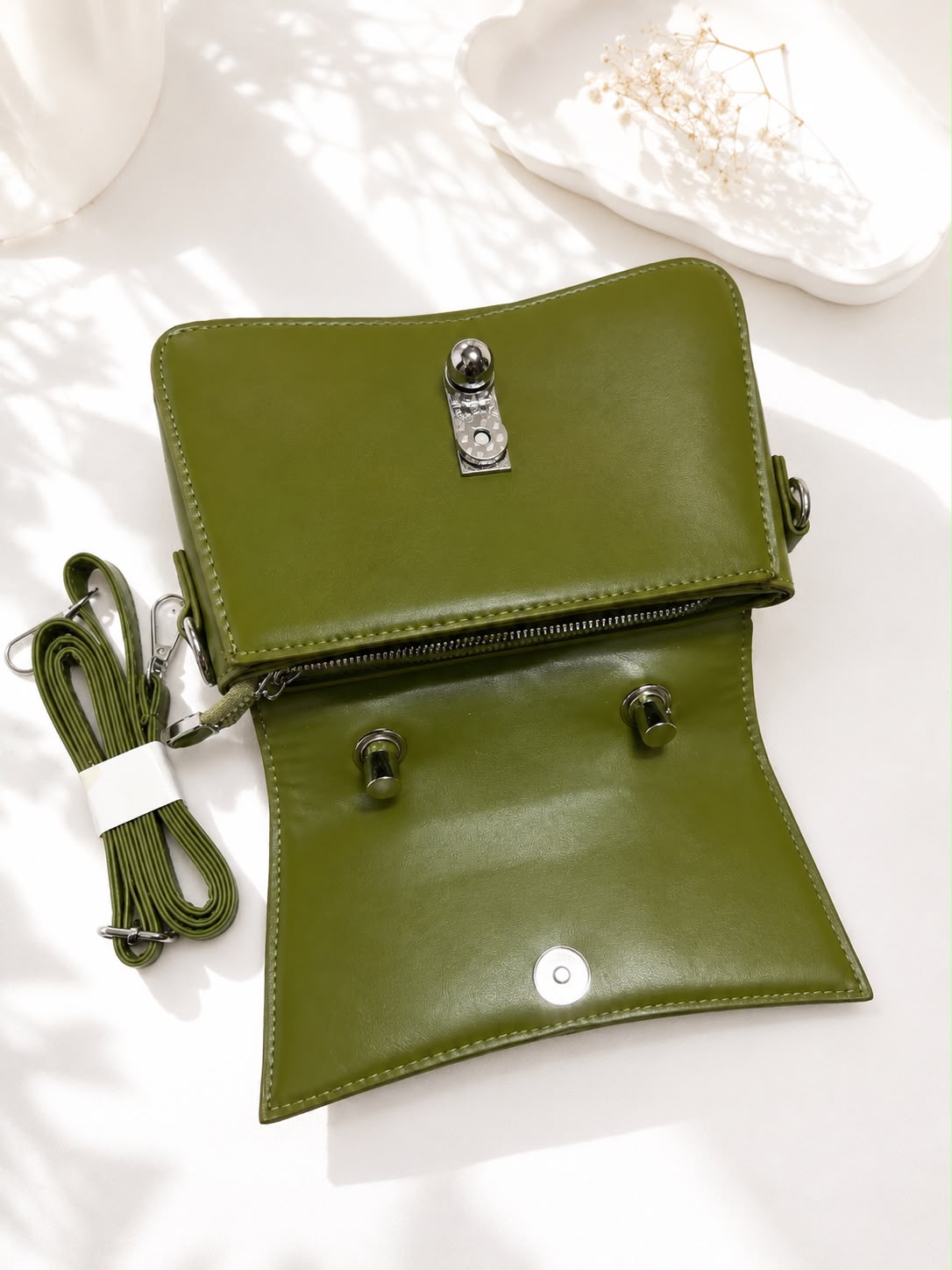 Tweed Ball-Clasp Flap Bag