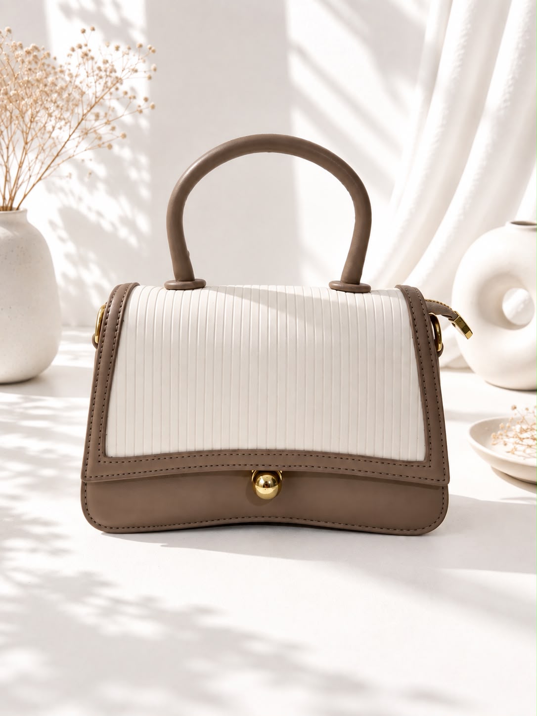 Tweed Ball-Clasp Flap Bag