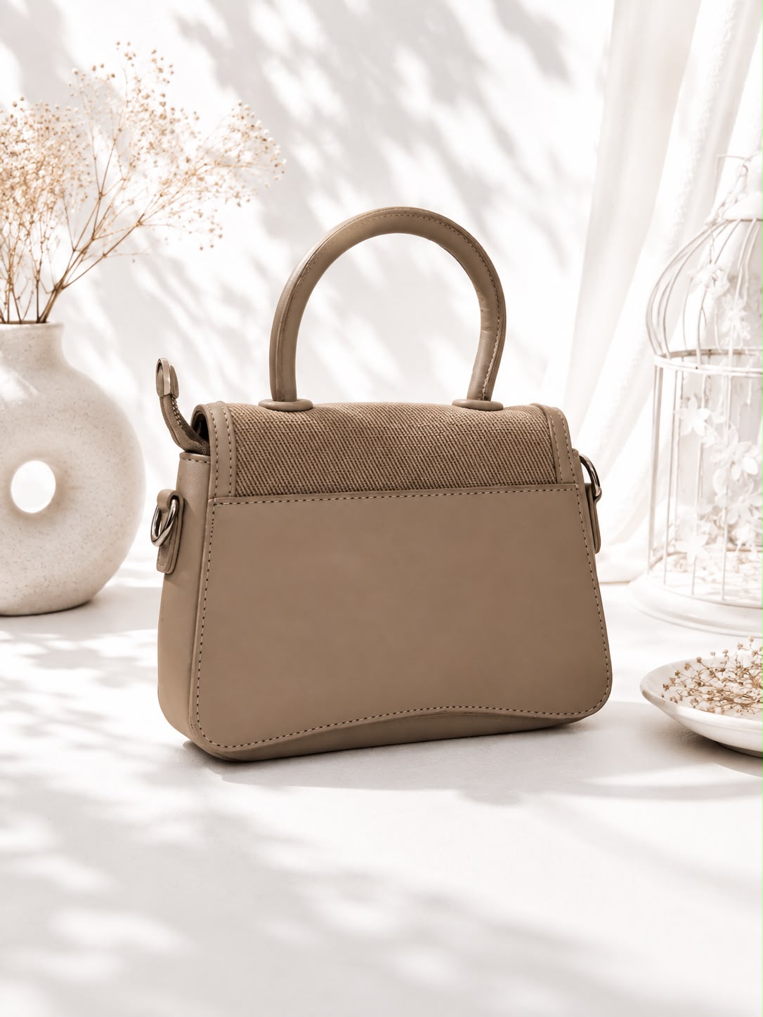 Tweed Ball-Clasp Flap Bag