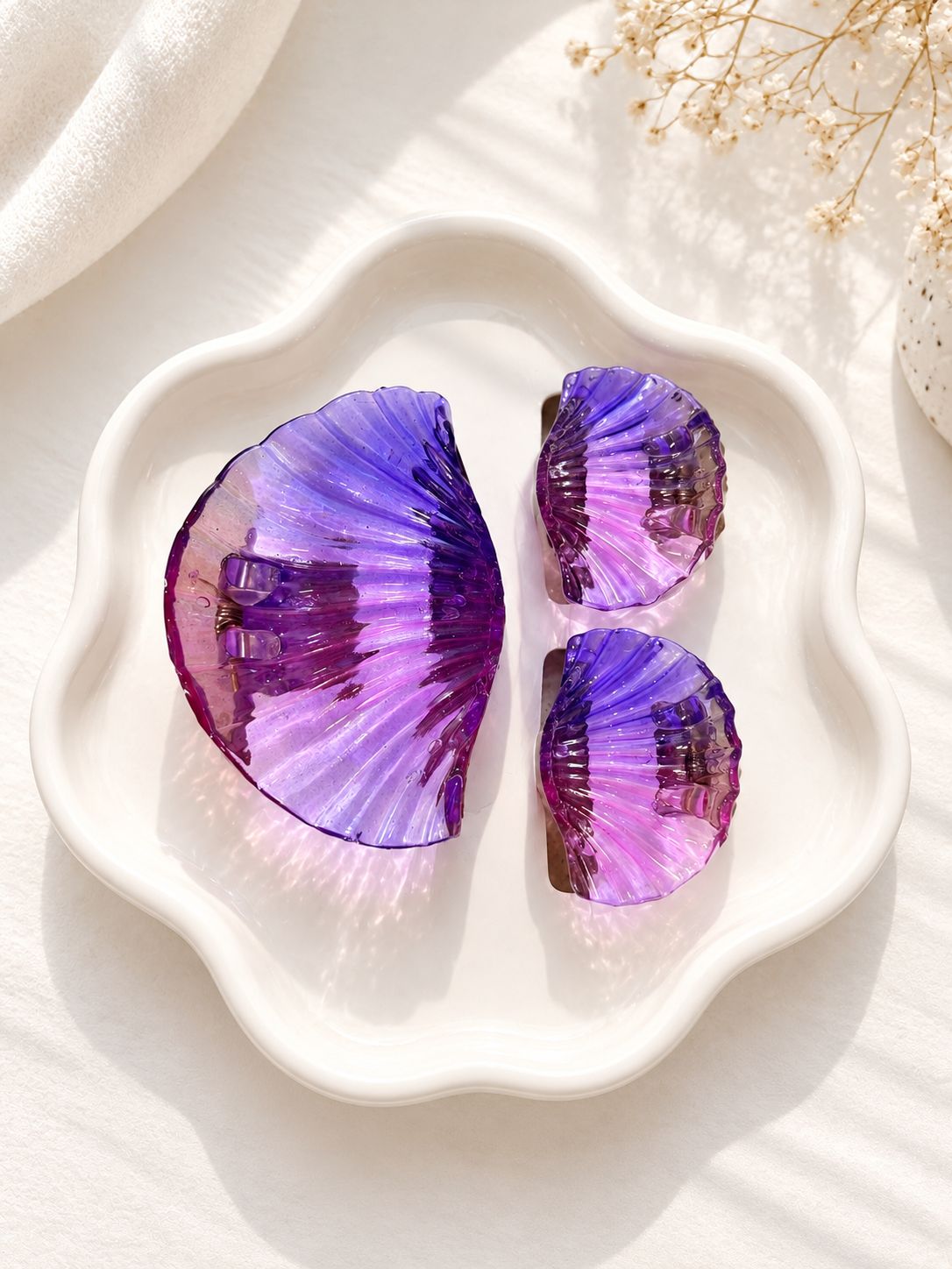 Scallop Shell Claw Clip Set (Set of 3)