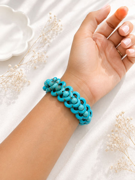 Barrel Bead Turquoise Stone Bracelet