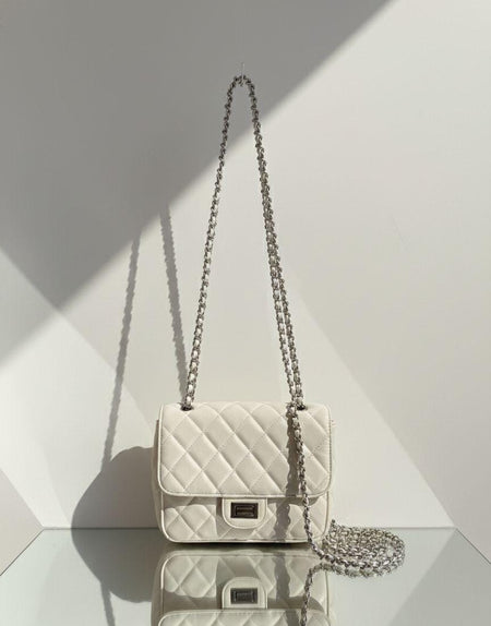 Quilted Chain Bag - White
