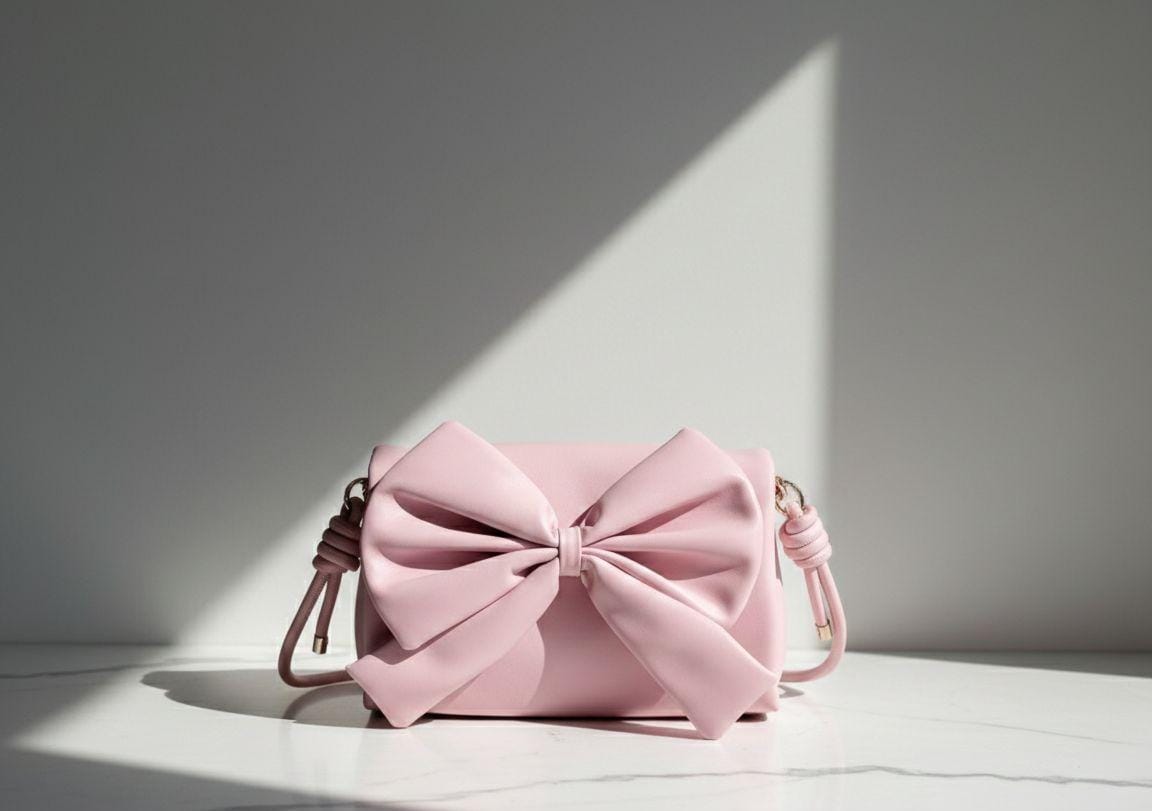 Oversized Bow Shoulder Bag - Pink shades group