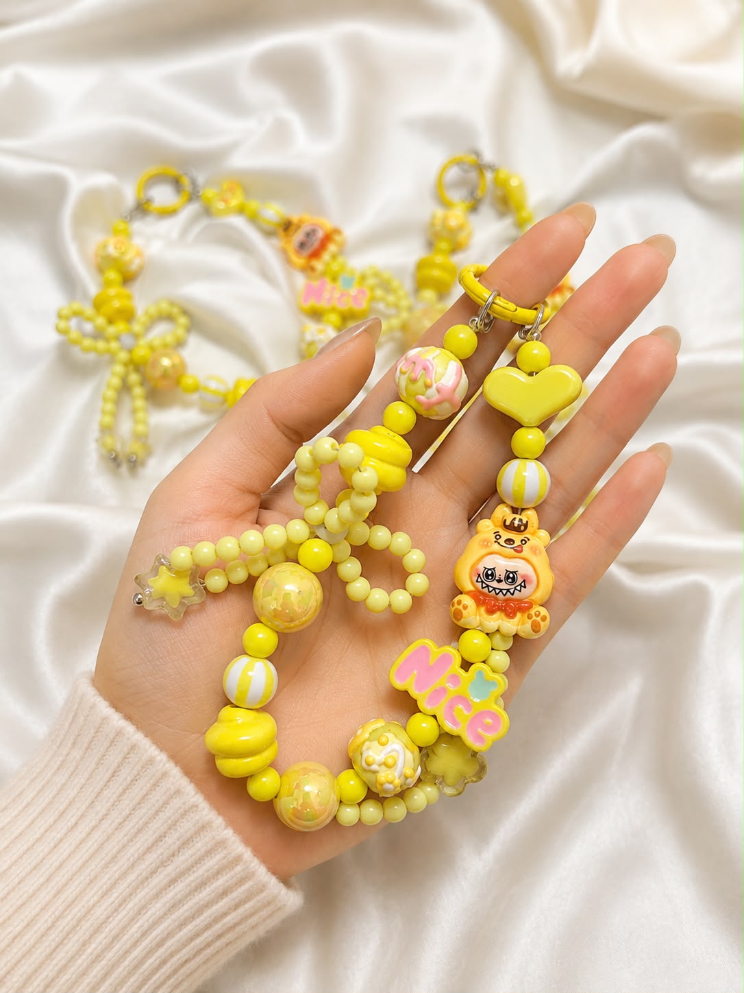 Sunshine Bear Beaded Bag Charm