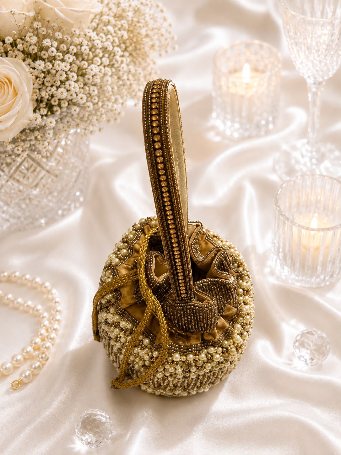 Beaded Tassel Potli Bag - handle detail