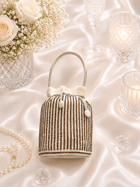 Beaded Stripe Potli Bag - angled view
