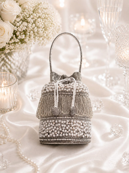 Beaded Pearl Potli Bag - front view