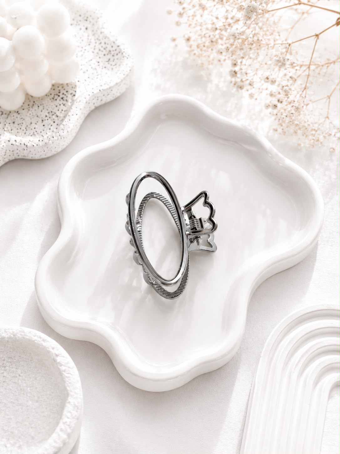 Oval Heart Hair Claw Clip - Rose Gold