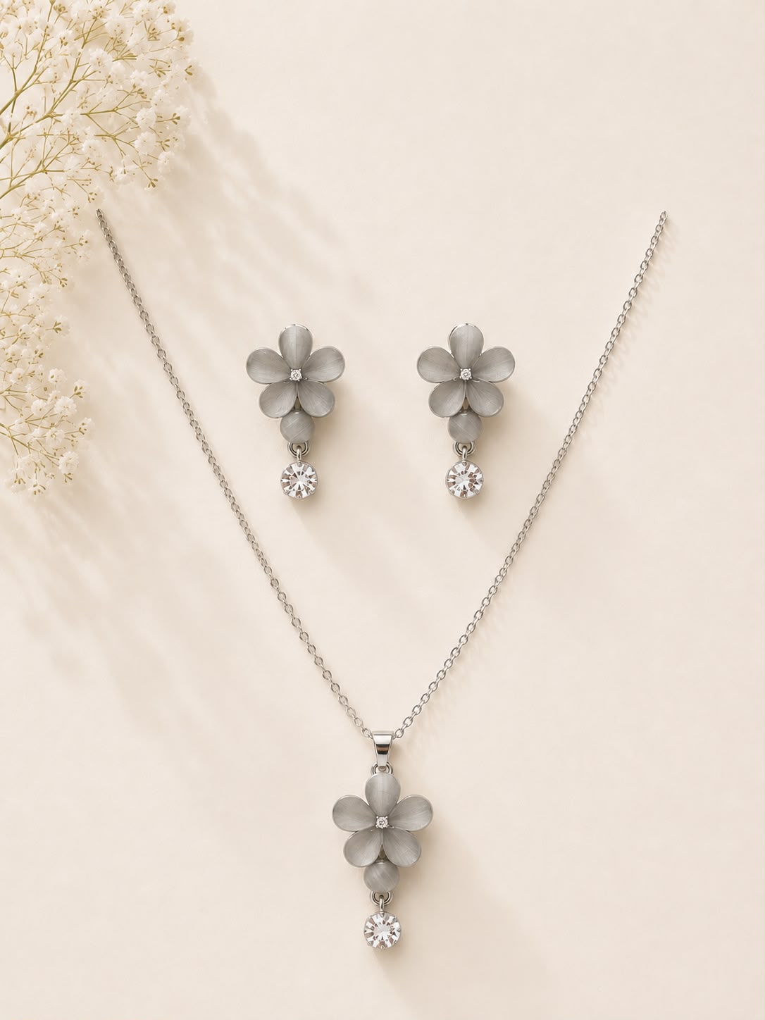 Starburst Crystal Jewellery & Pendant Set - Gold
