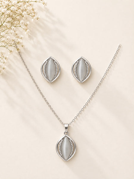 Marquise Eye Jewellery & Pendant Set - Gold