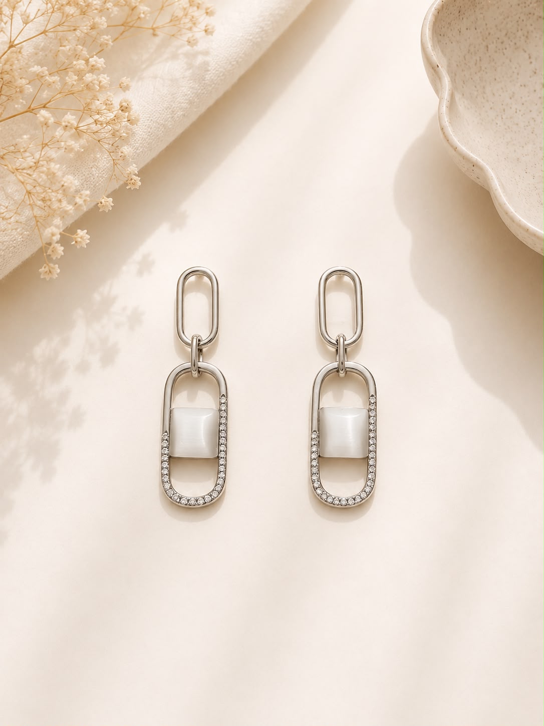Orbital Crystal Earrings - Silver