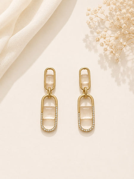 Double Oval Link Earrings - Silver