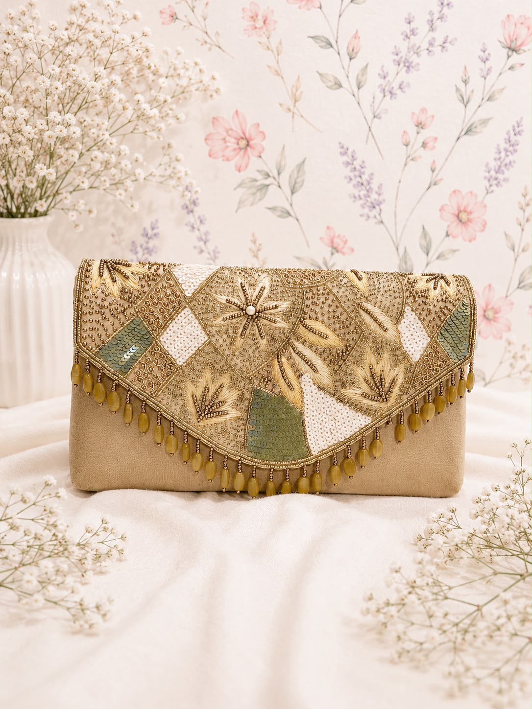Embroidered Party Clutch - back view