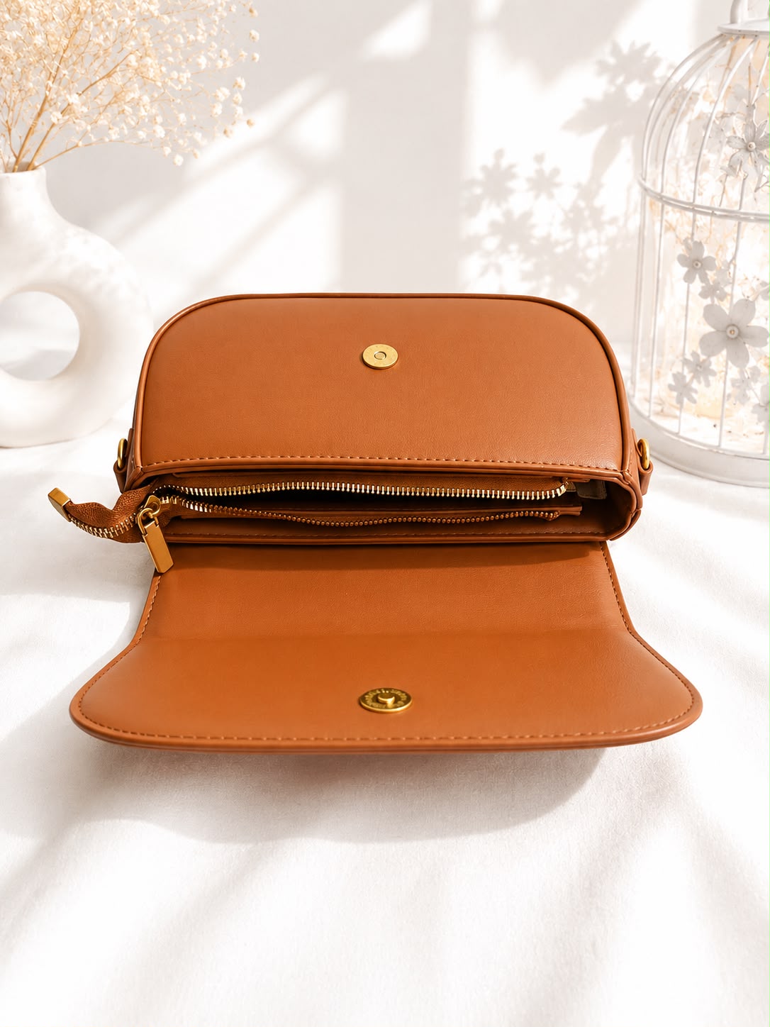 Leather Sling Bag - Brown back view