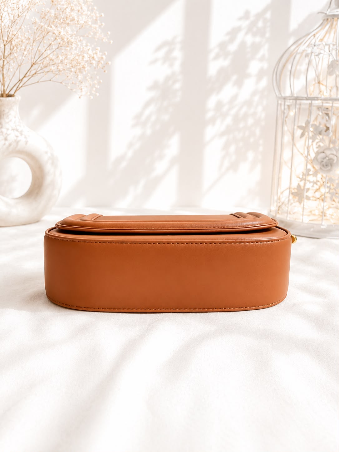 Leather Sling Bag - Brown bottom view