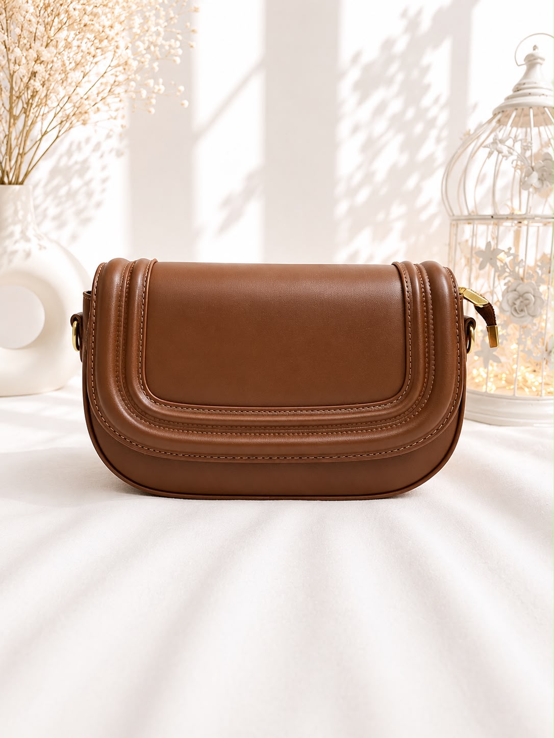 Leather Sling Bag - Rust bottom view