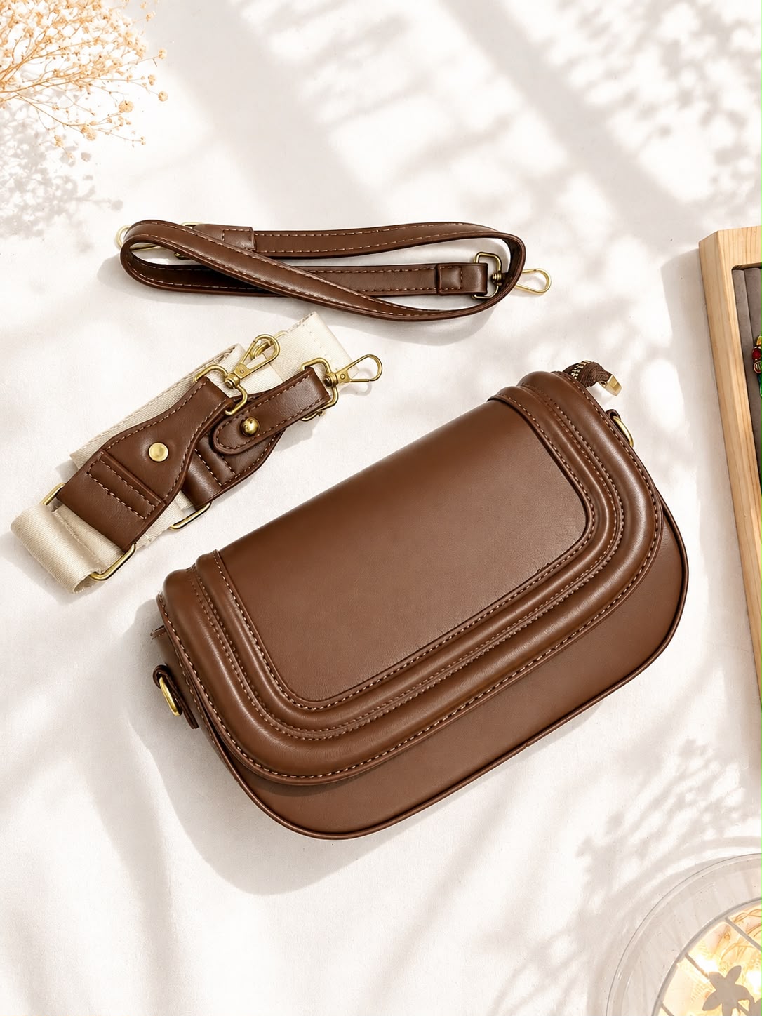 Leather Sling Bag - Rust with strap