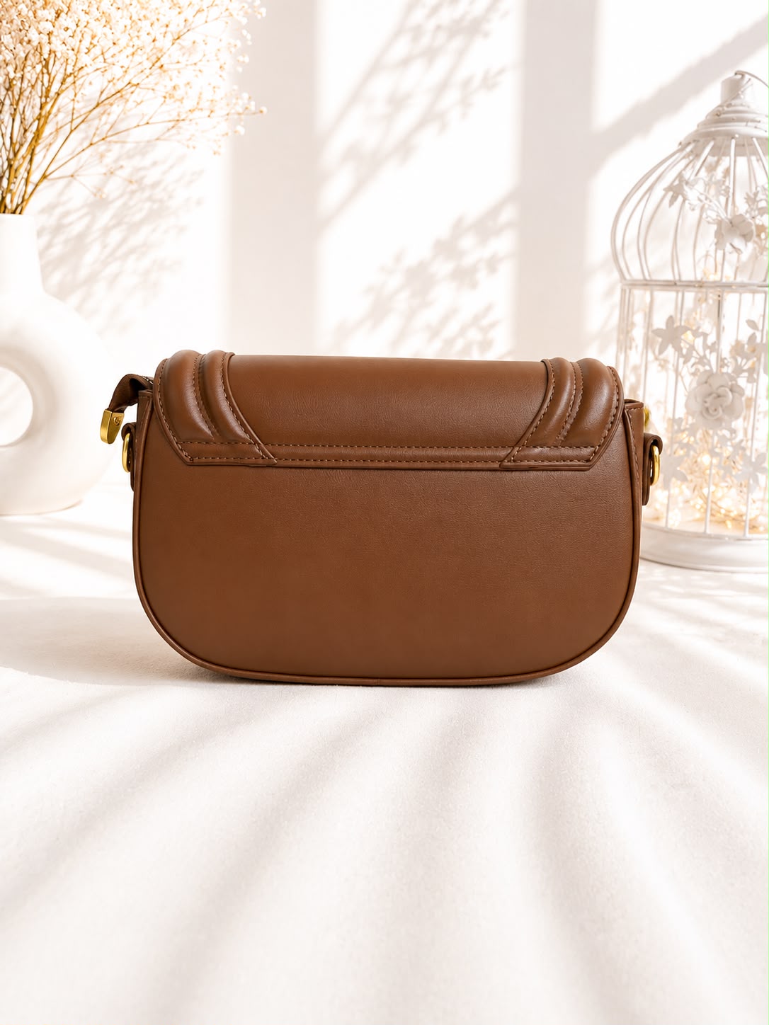 Leather Sling Bag - Black back view