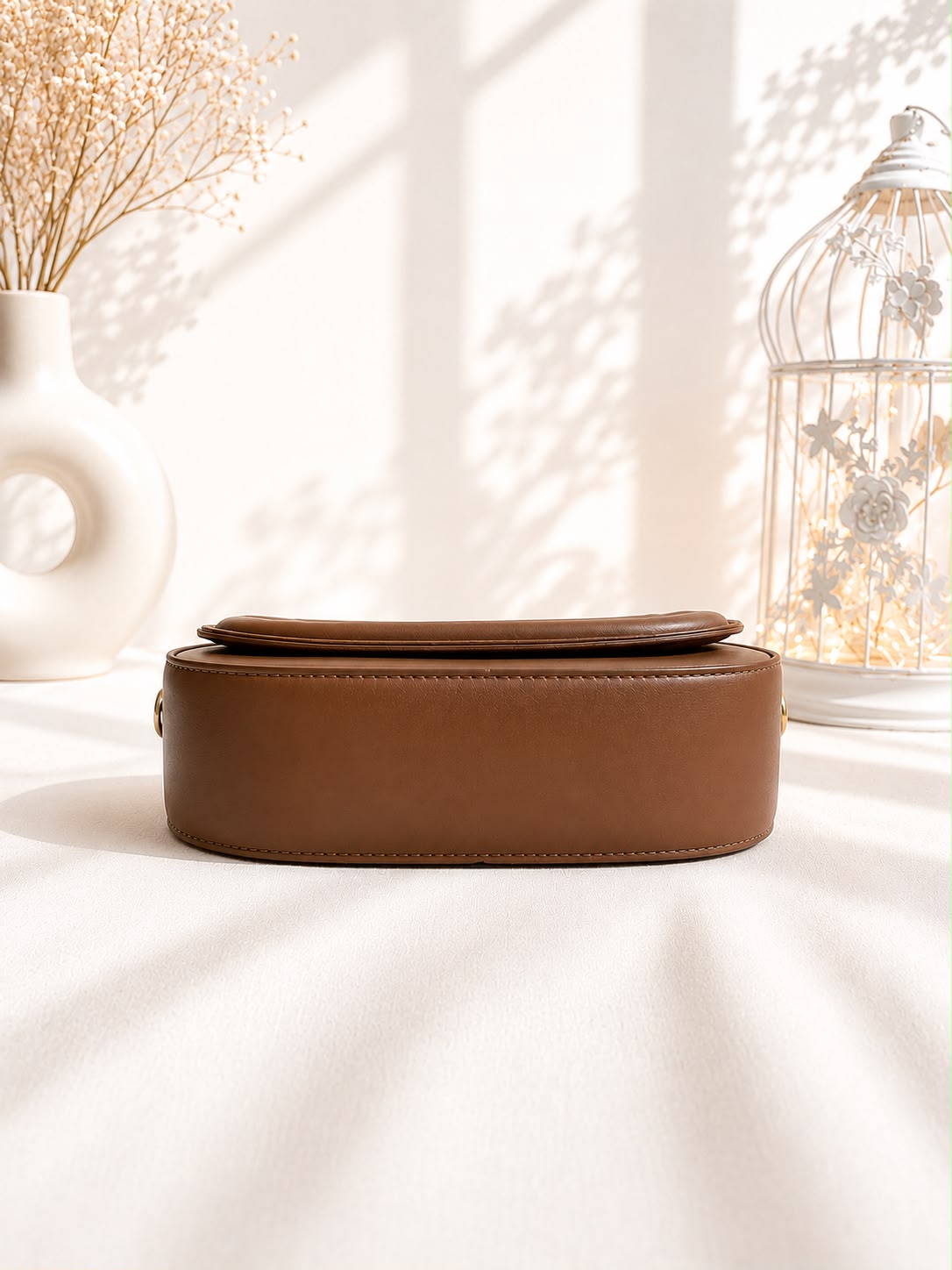 Leather Sling Bag - Black angled view
