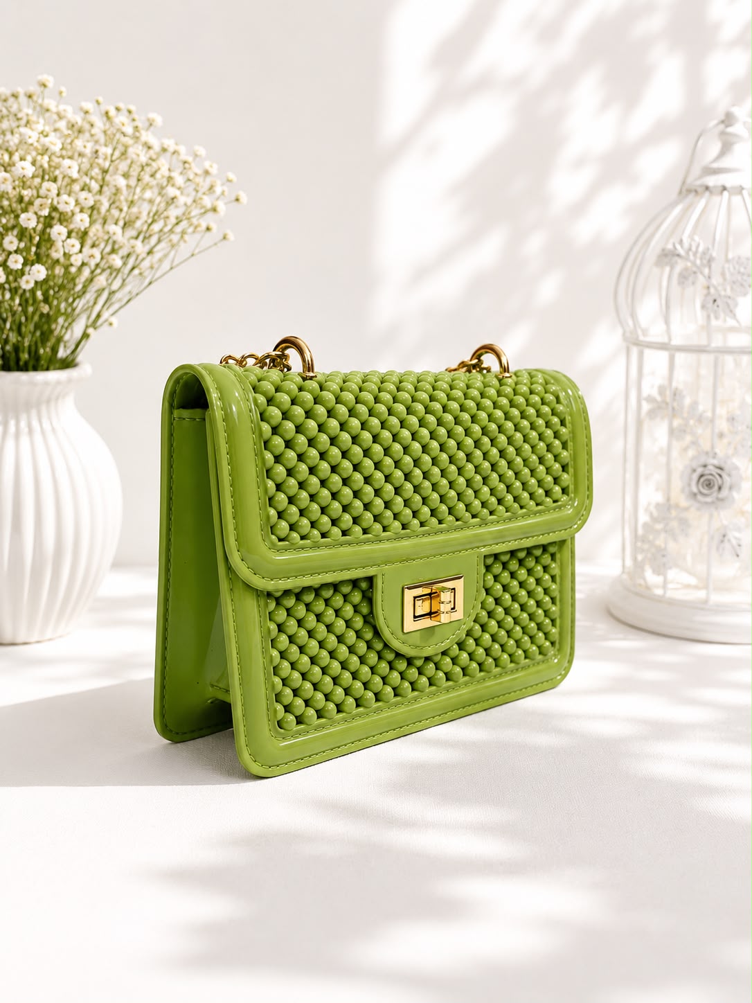 Bobble Chain Bag - Green back view