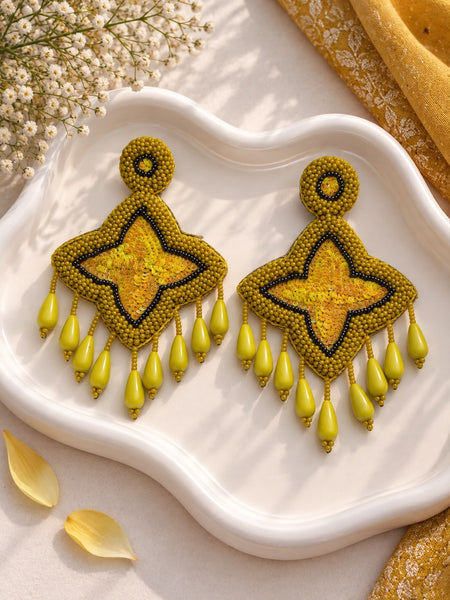 Yellow Star Drop Earrings
