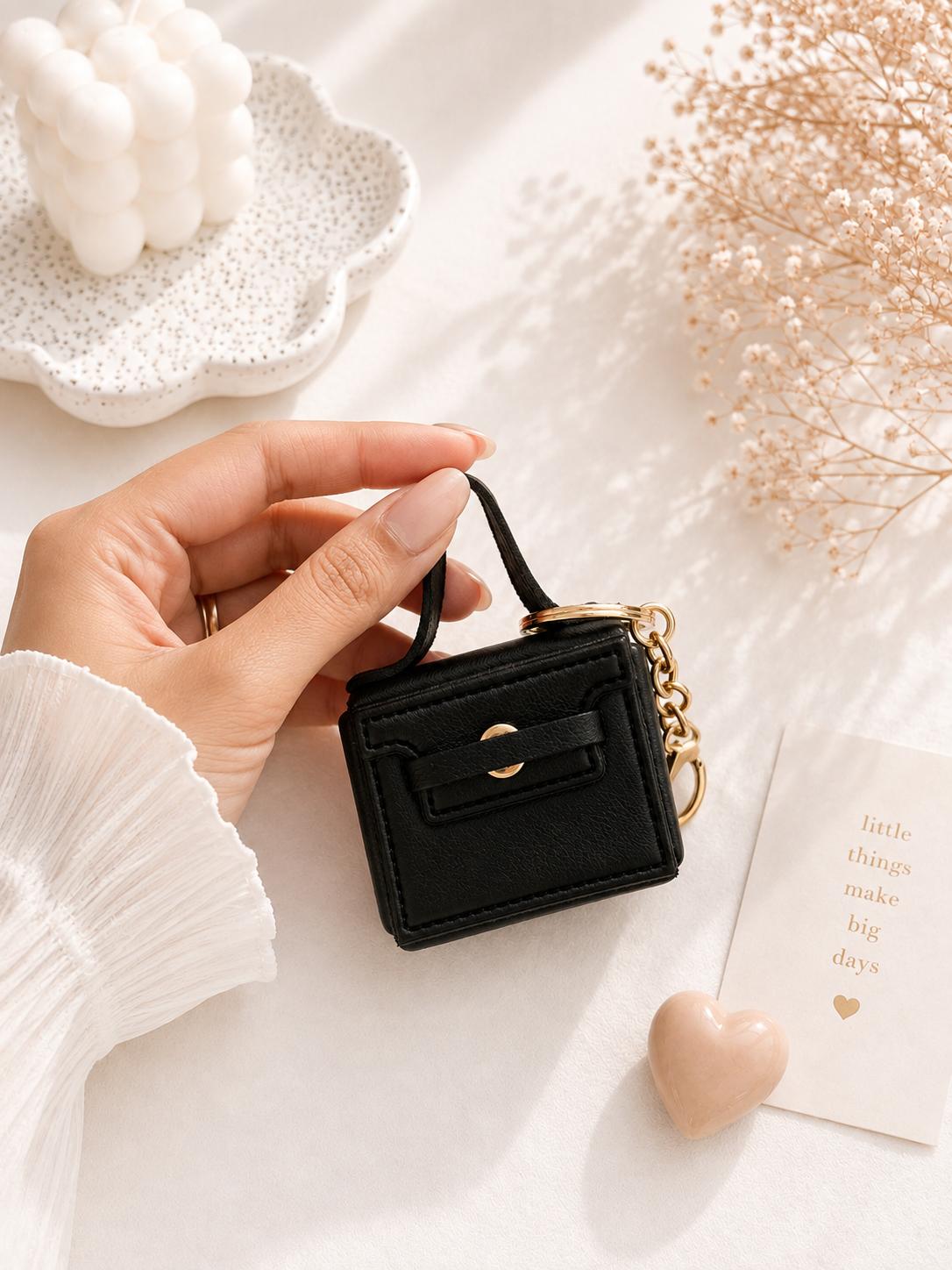 Loop Handle Buckle Bag Charm - Black