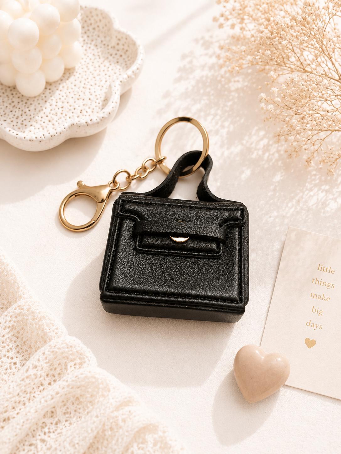 Buckle Strap Mini Bag Charm - Black