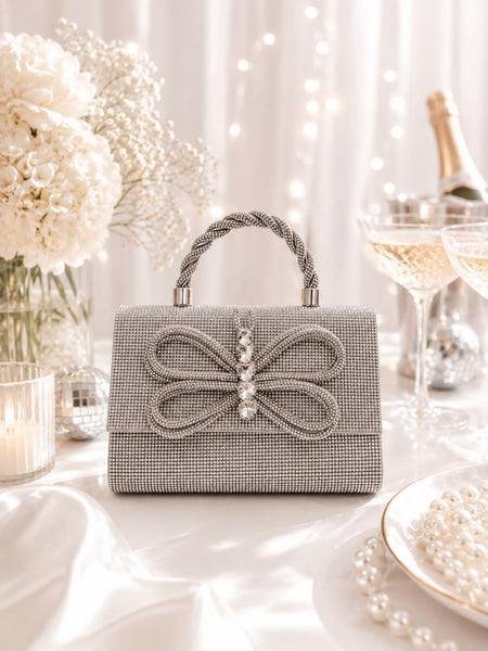 Crystal Butterfly Twist-Handle Bag - front view