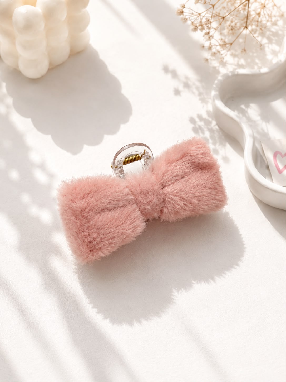 Decus Fluffy Bow Claw Clip - Caramel Brown