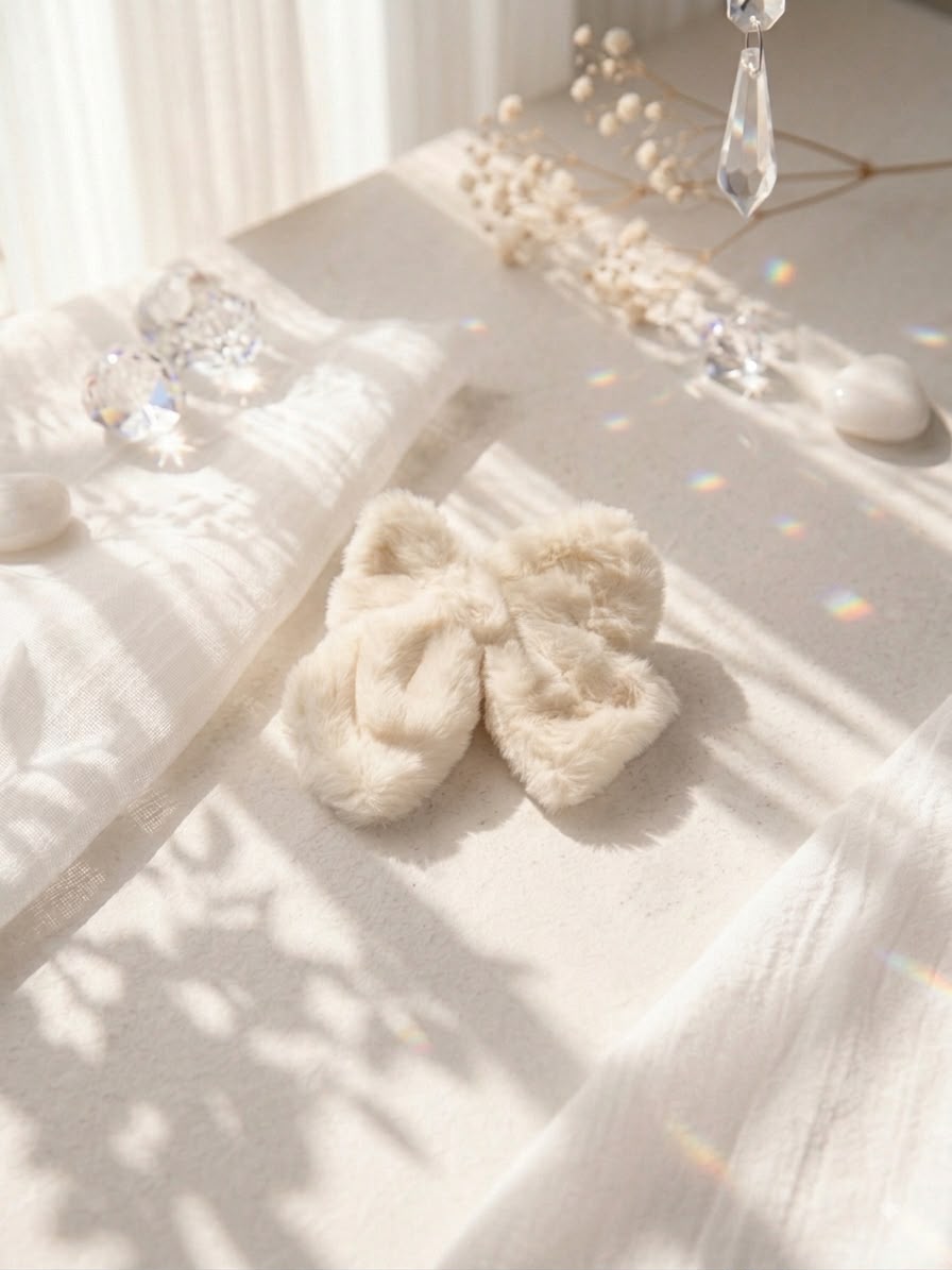 Decus Fluffy Bow Hair Clip - Camel Brown