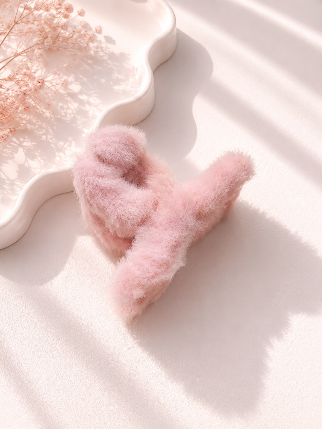 Decus Fluffy Bow Scrunchie - Peach