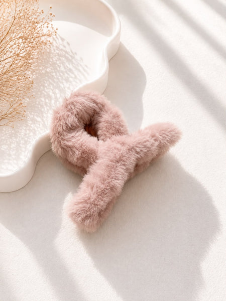 Decus Fluffy Bow Scrunchie - Tan
