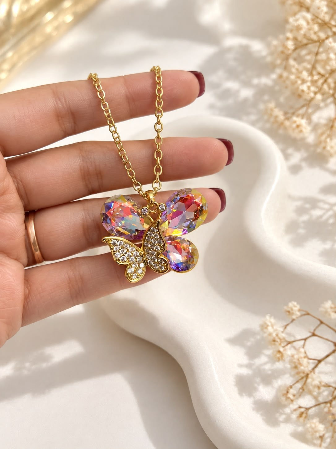 Prism Butterfly Crystal Necklace