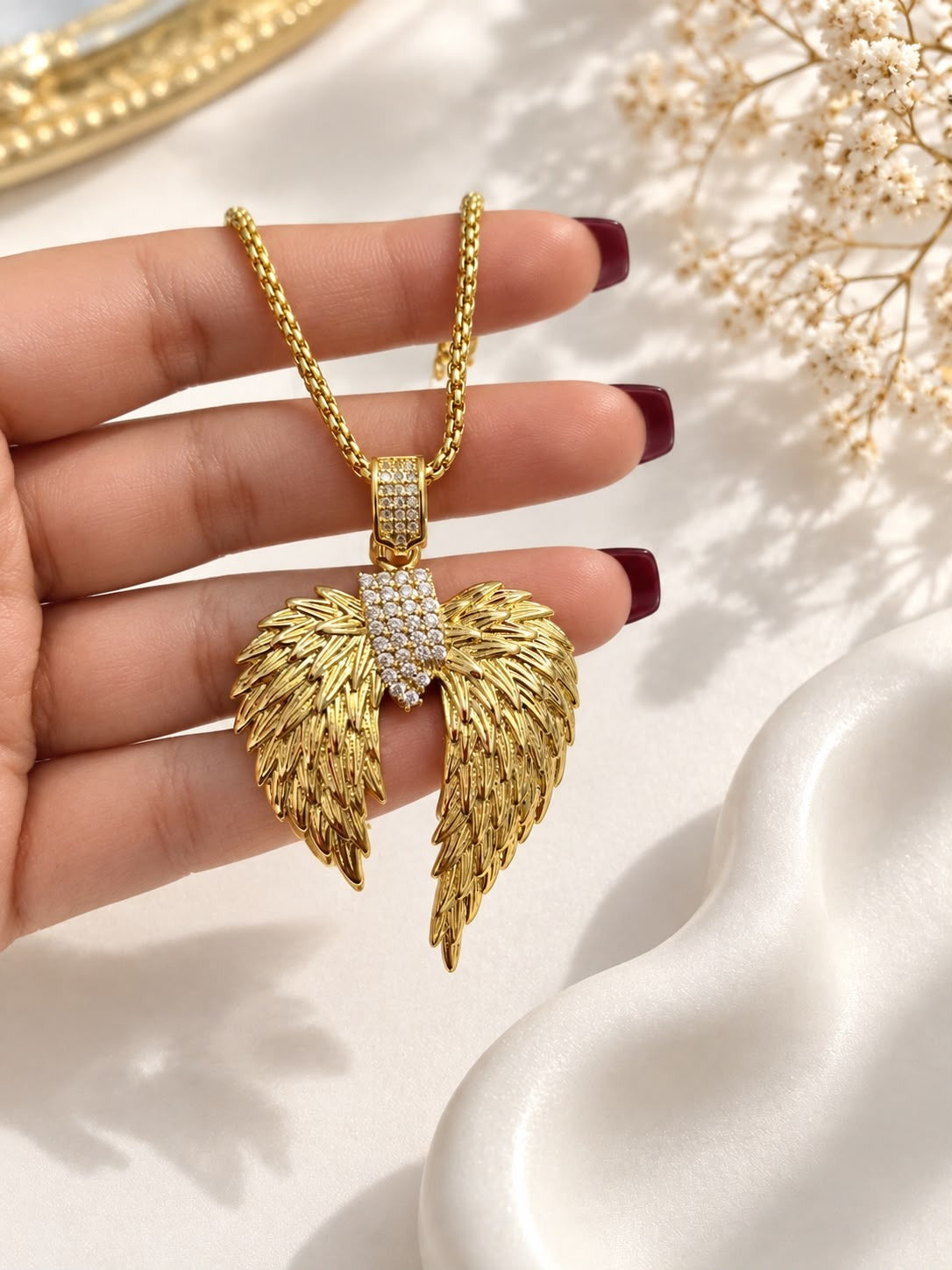 Angel Wings Pavé Necklace
