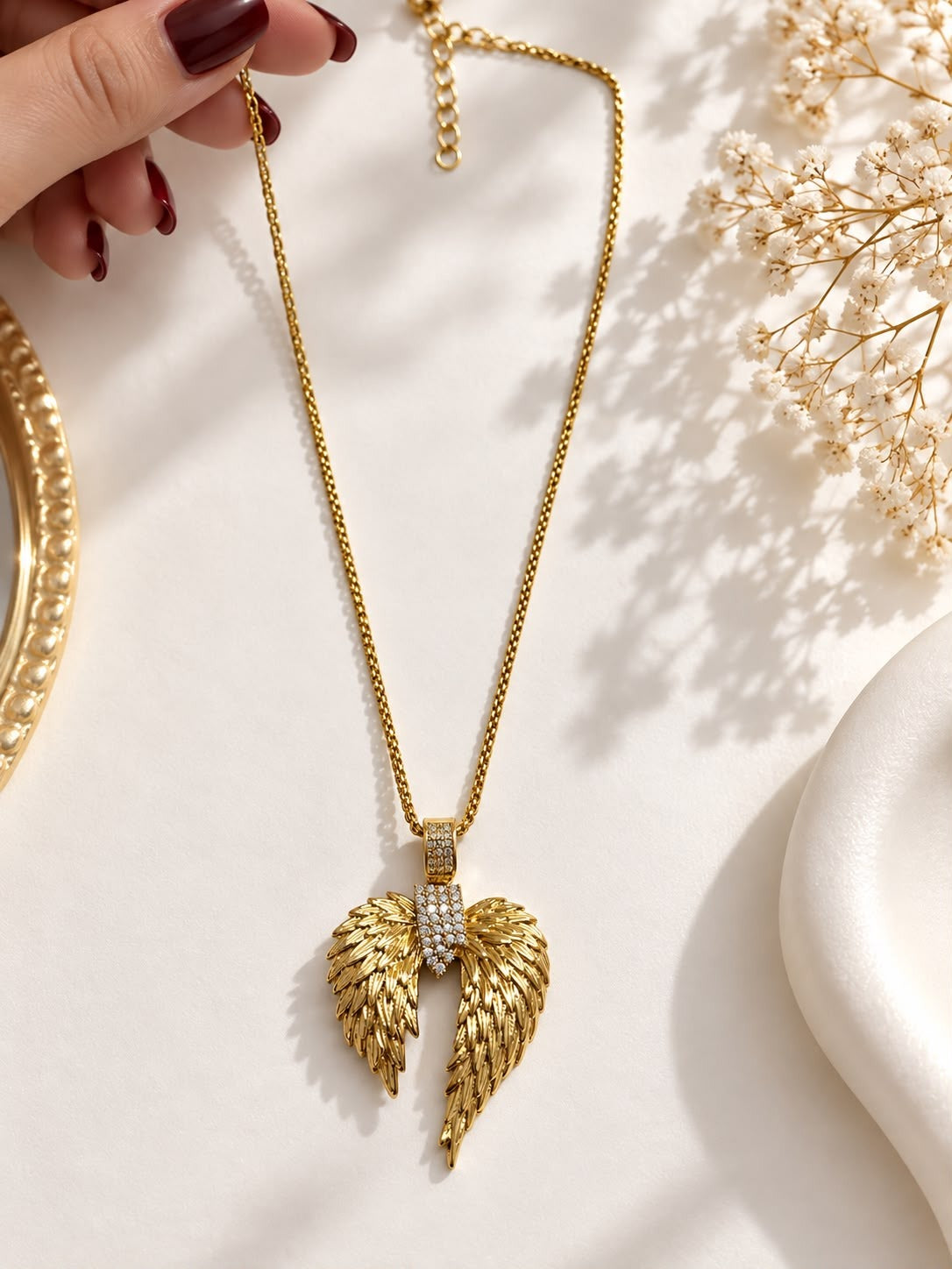 Angel Wings Pavé Necklace