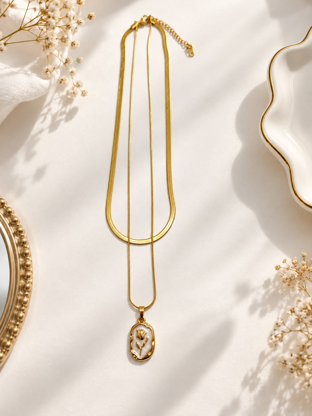Tulip Cameo Layered Necklace
