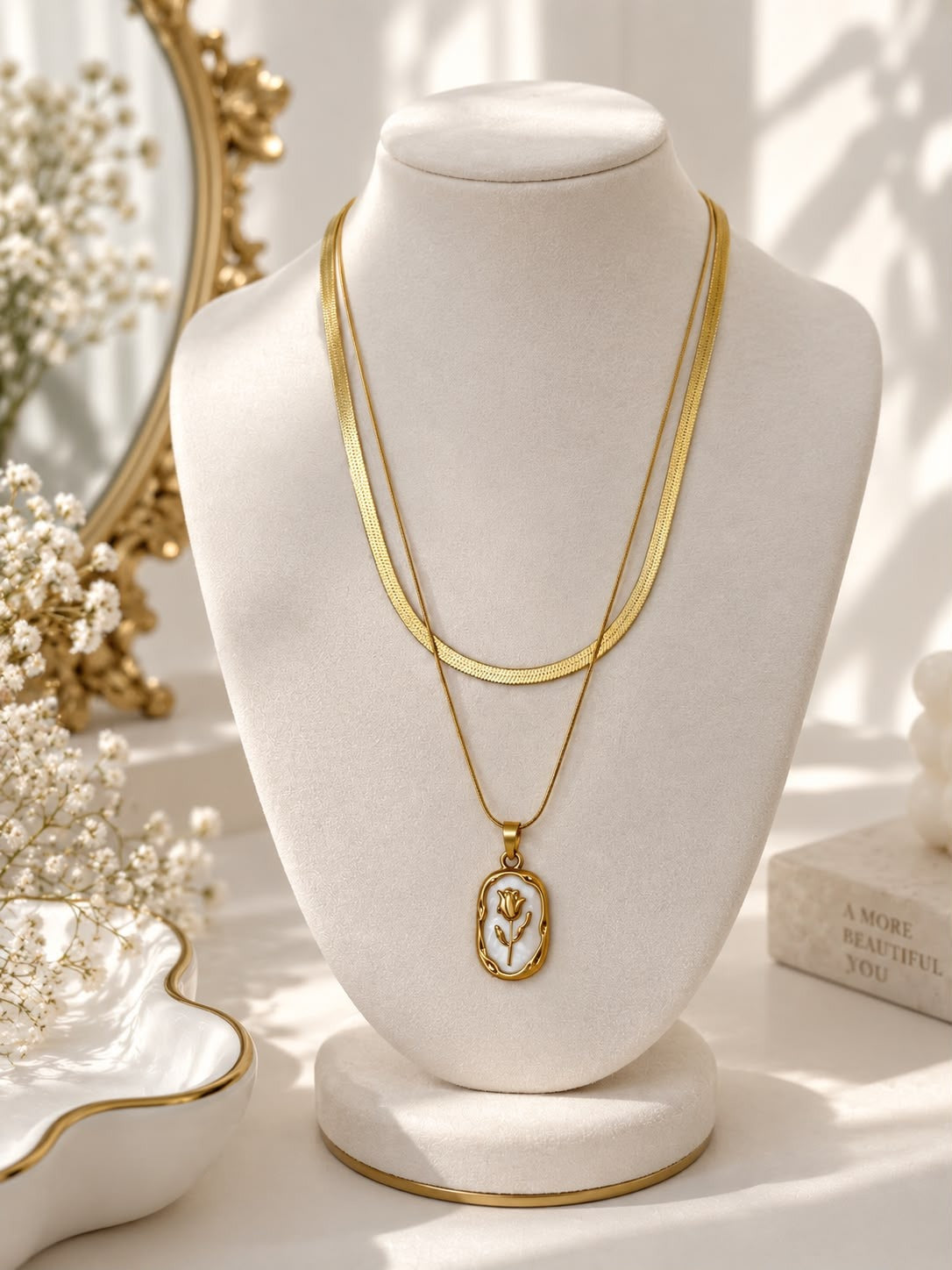 Tulip Cameo Layered Necklace