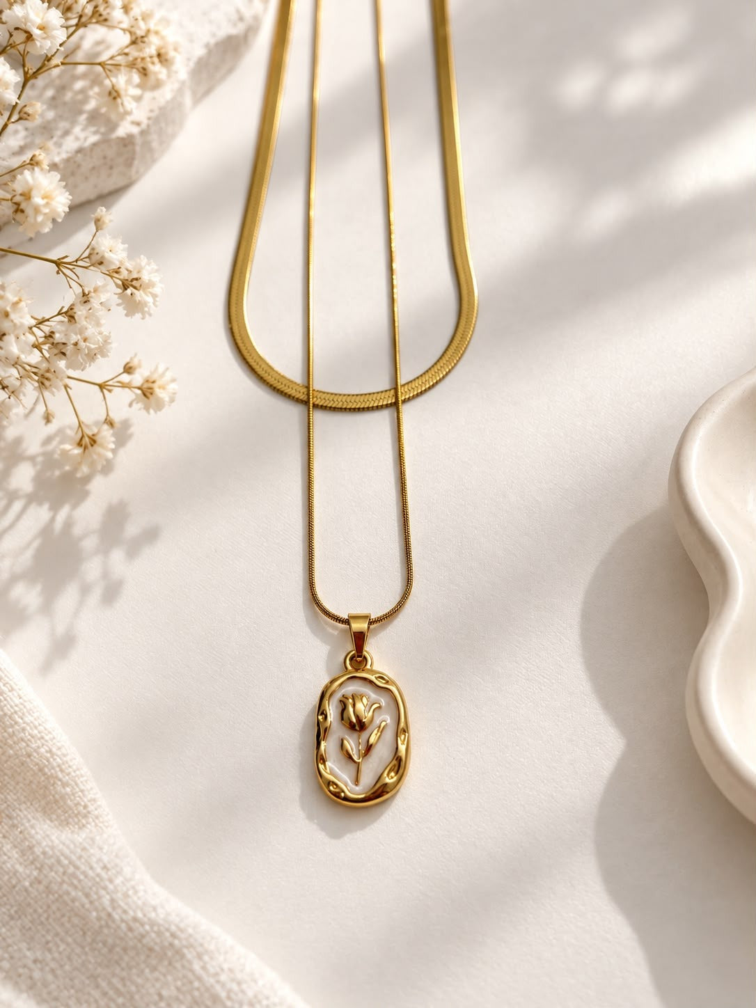 Tulip Cameo Layered Necklace