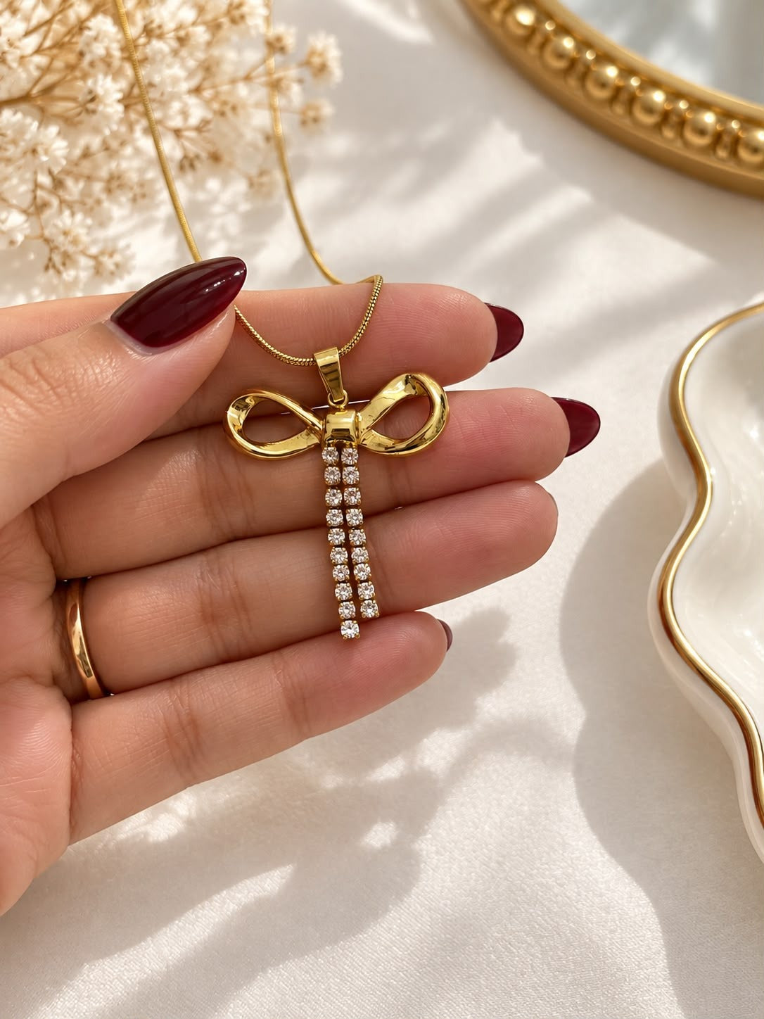 Crystal Bow Layered Necklace