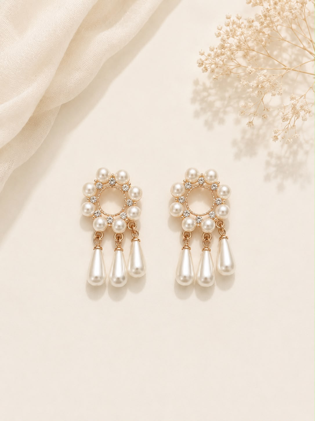 Pearl Wreath Fringe Earrings