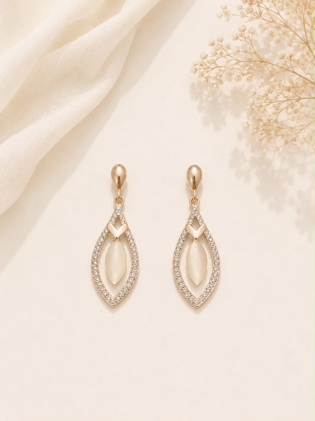 Gold-Tone Marquise Halo Earrings