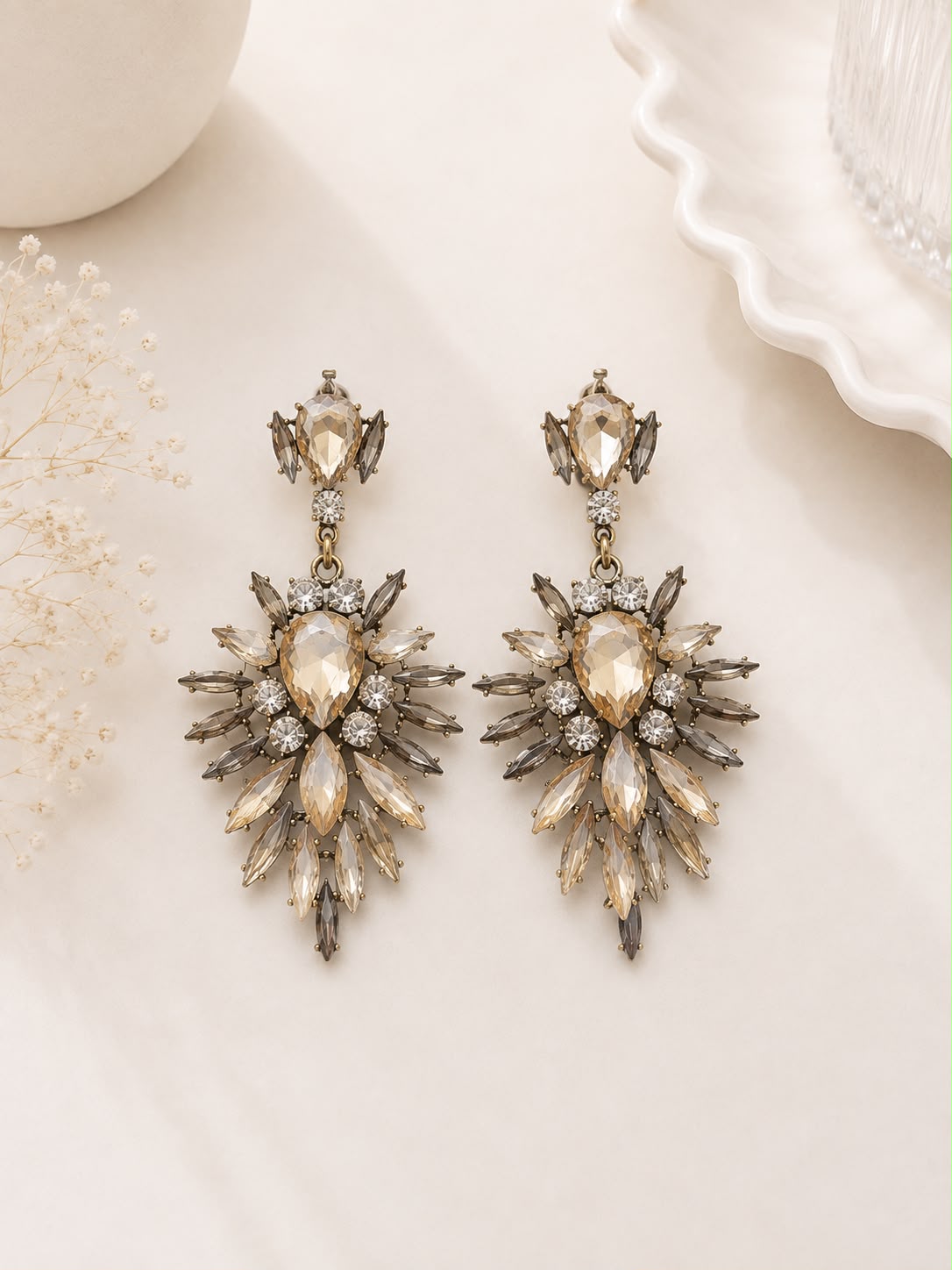 Vintage Crystal Cluster Earrings