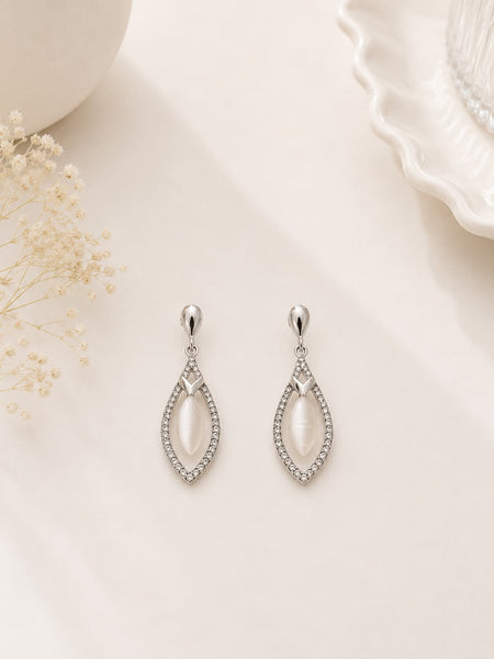 Silver Marquise Halo Earrings