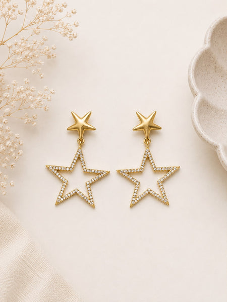 Gold-Tone Star Drop Earrings